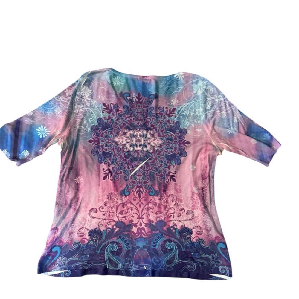 Apt 9 Blue & Purple Embellished Tee Sz XL - Picture 2 of 4